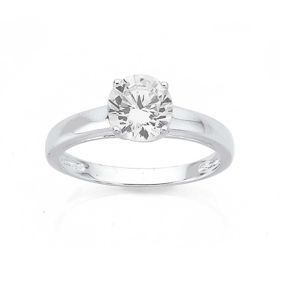 Rings Pascoes | Sterling Silver Cubic Zirconia Solitaire Ring