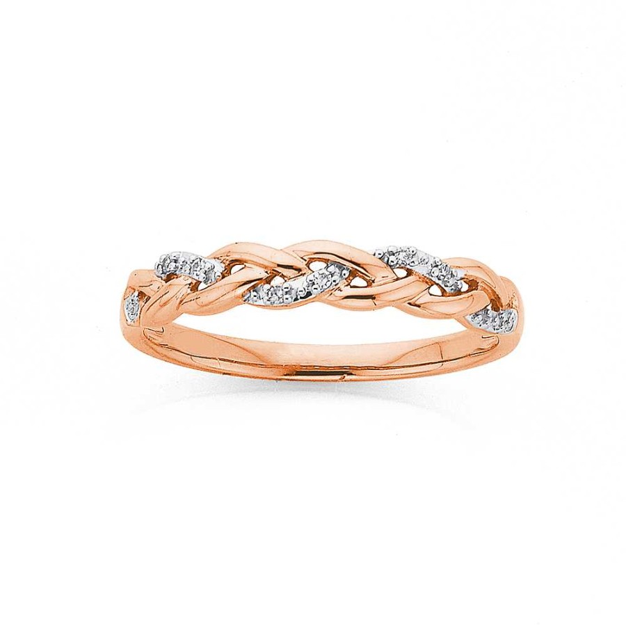 Rings Pascoes | 9Ct Rose Gold Diamond Stacker Ring