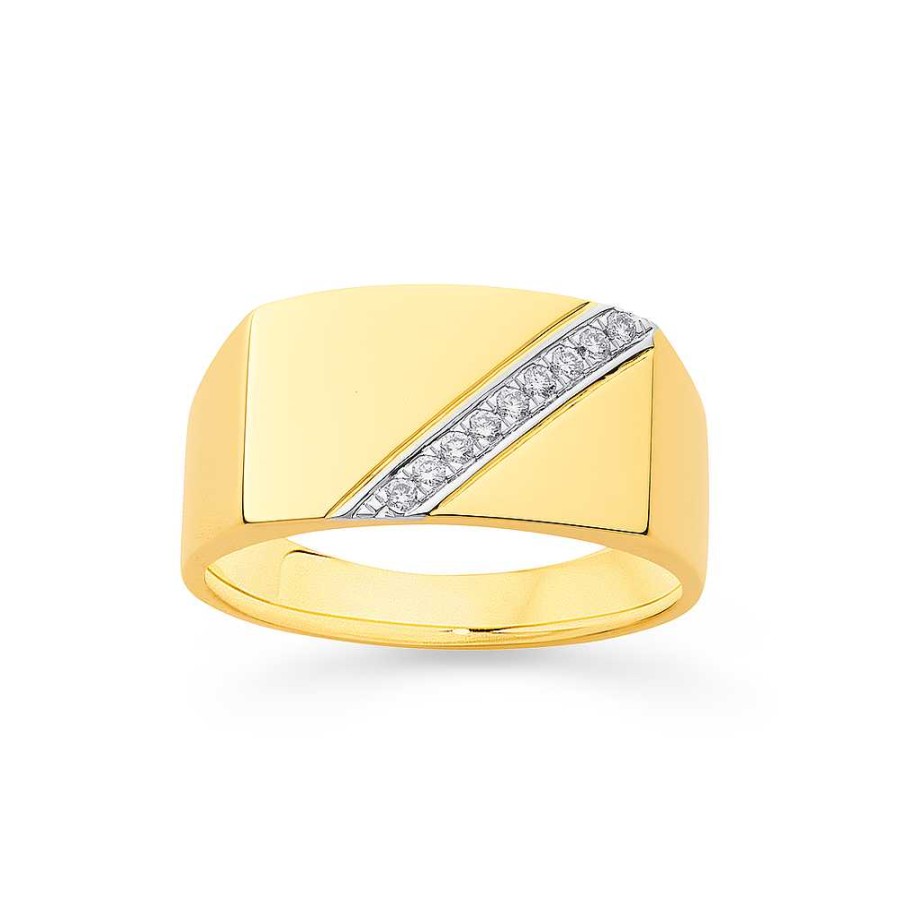 Rings Pascoes | 9Ct Gold Diamond Diagonal Row Ring Tdw=.10Ct