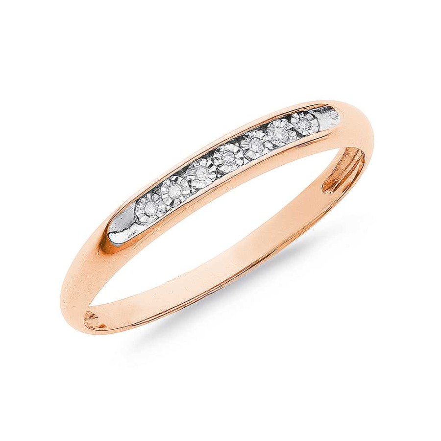 Rings Pascoes | 9Ct Rose Gold Diamond Set Stacker Ring