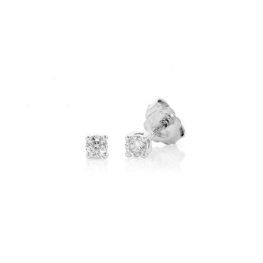 Earrings Pascoes | 9Ct White Gold Diamond Studs Tdw=.10Ct