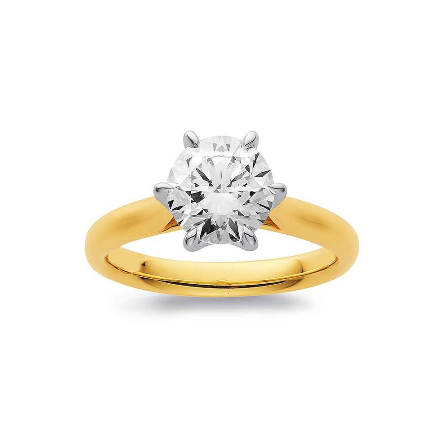 Rings Pascoes | 14Ct Gold, Element Lab Diamond 2Ct Solitaire Ring Set In 6 Claws