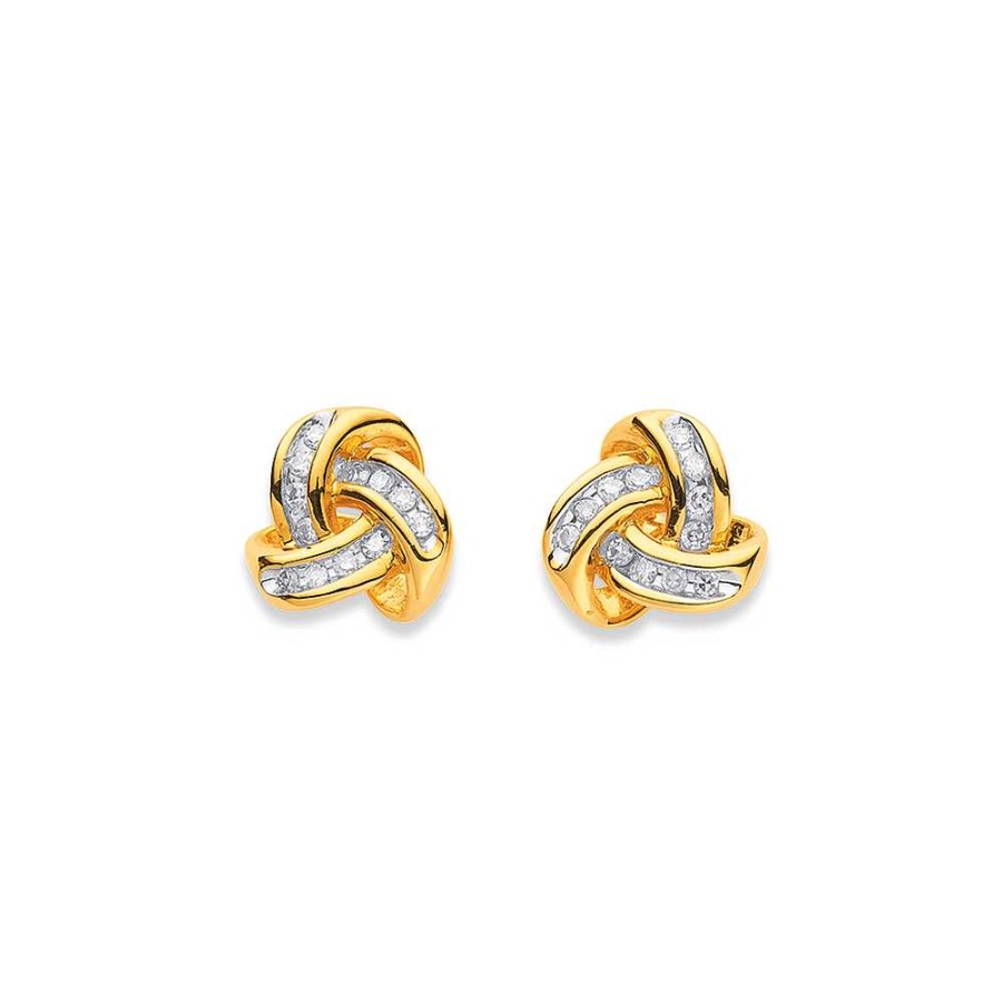 Earrings Pascoes | 9Ct Diamond Knot Earrings