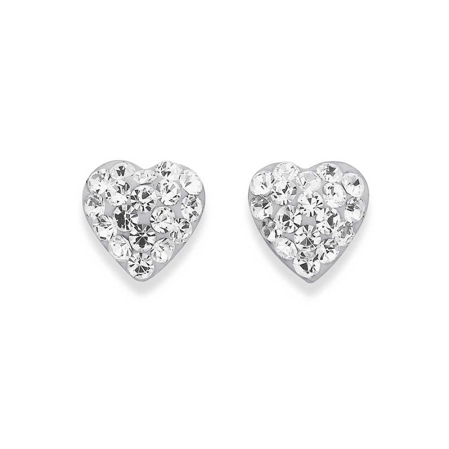 Earrings Pascoes | Sterling Silver Crystal Heart Stud Earrings