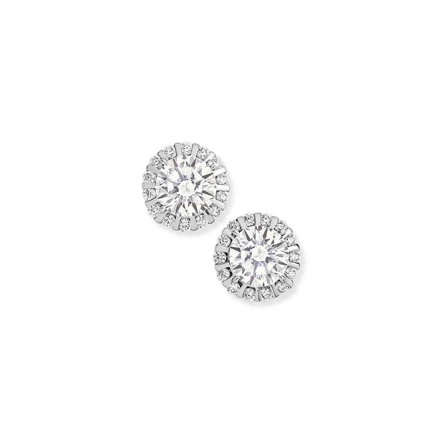 Earrings Pascoes | Sterling Silver Fancy Cubic Zirconia Cluster Studs