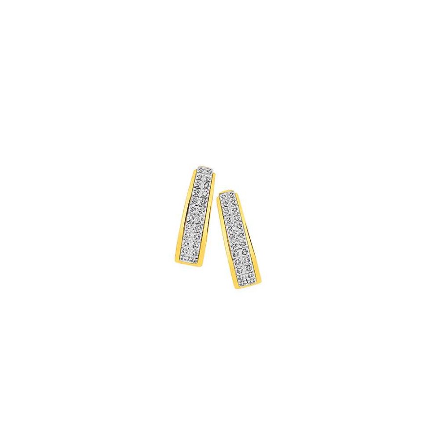 Earrings Pascoes | 9Ct Pave Diamond Huggie Earrings