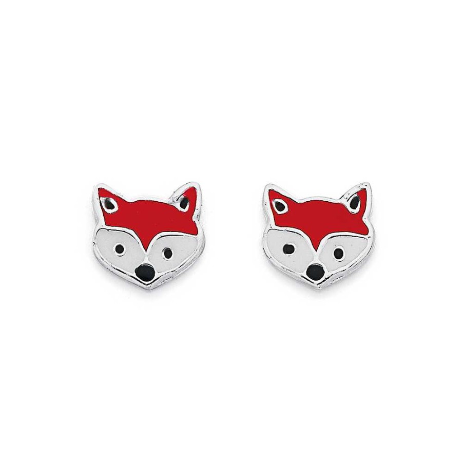 Earrings Pascoes | Sterling Silver Enamel Fox Studs