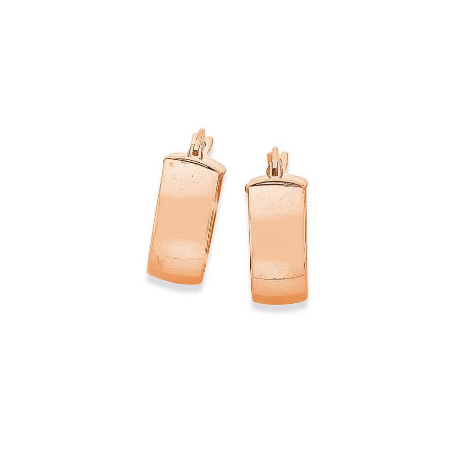 Earrings Pascoes | 9Ct Rose Gold 6X10Mm Half Round Hoop Earrings