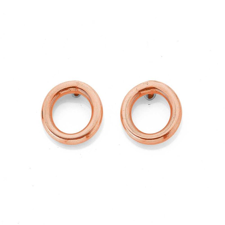 Earrings Pascoes | 9Ct Rose Gold Open Circle Stud Earrings