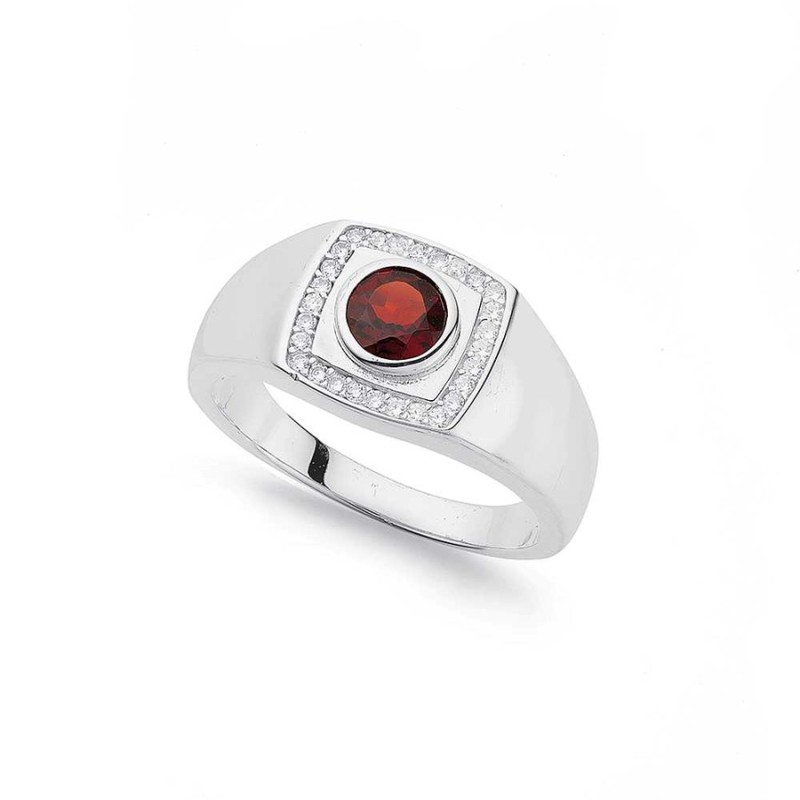 Rings Pascoes | Sterling Silver Cz & Garnet Ring Size Z