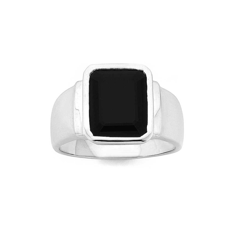 Rings Pascoes | Sterling Silver Rectangle Onyx Ring