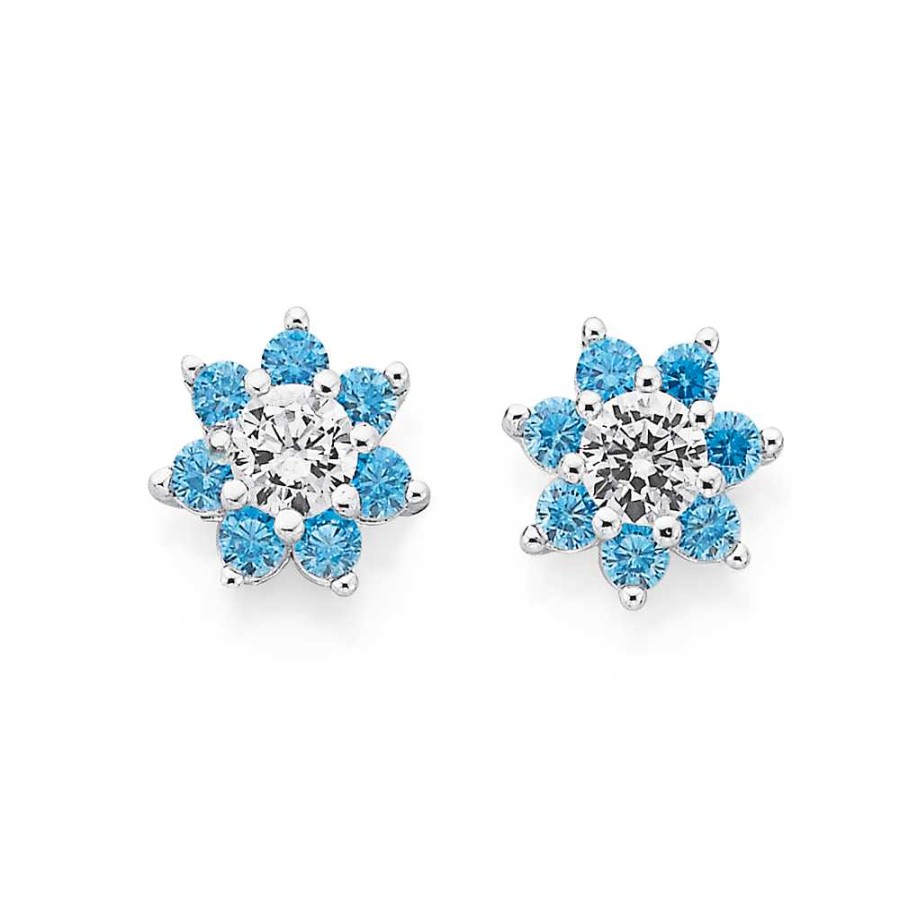 Earrings Pascoes | Sterling Silver Cz Flower Earrings