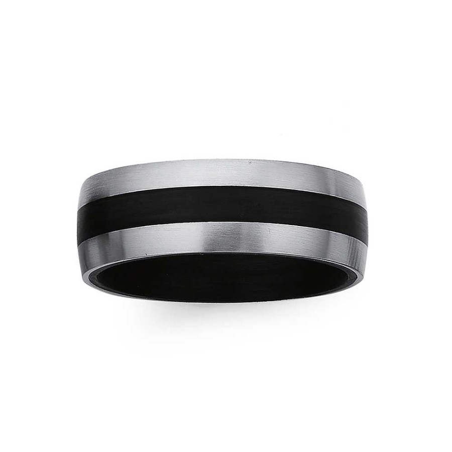 Rings Pascoes | Chisel Stainless Steel Black Stripe Ring Size Z