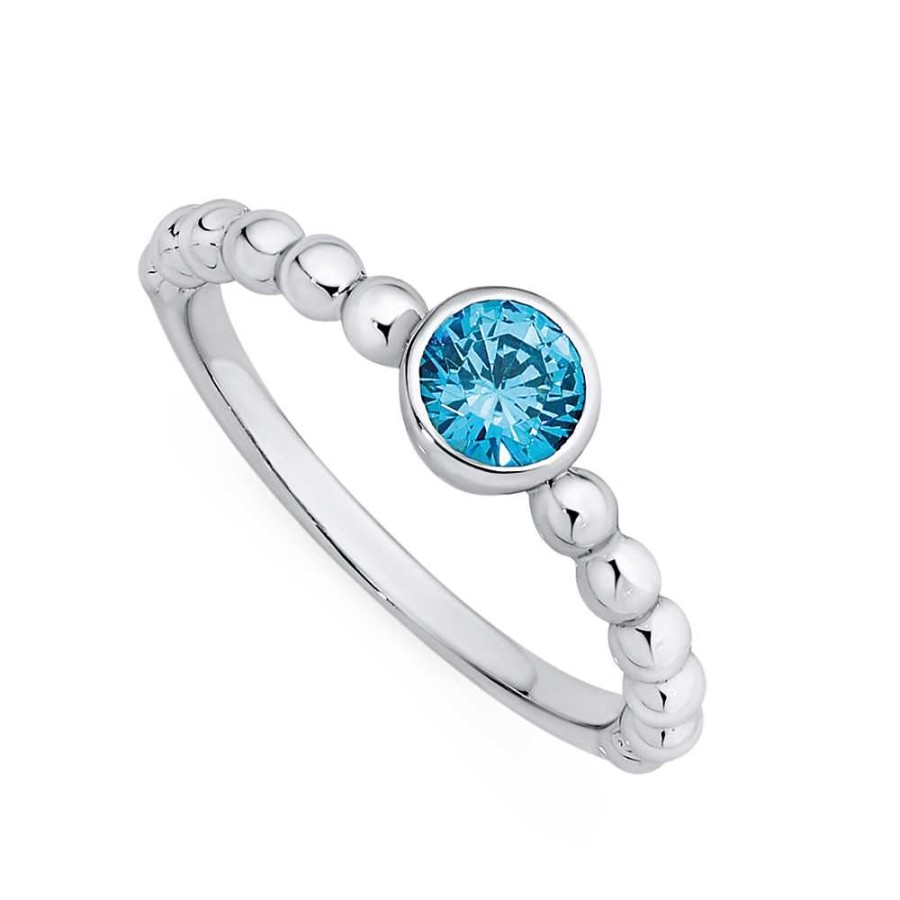 Rings Pascoes | Silver Blue Cubic Zirconia Stacker Ring