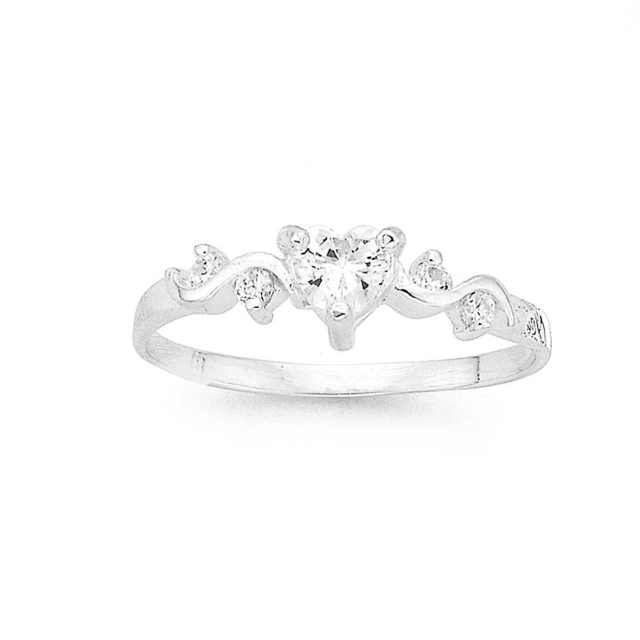 Rings Pascoes | Sterling Silver Cubic Zirconia Heart Ring