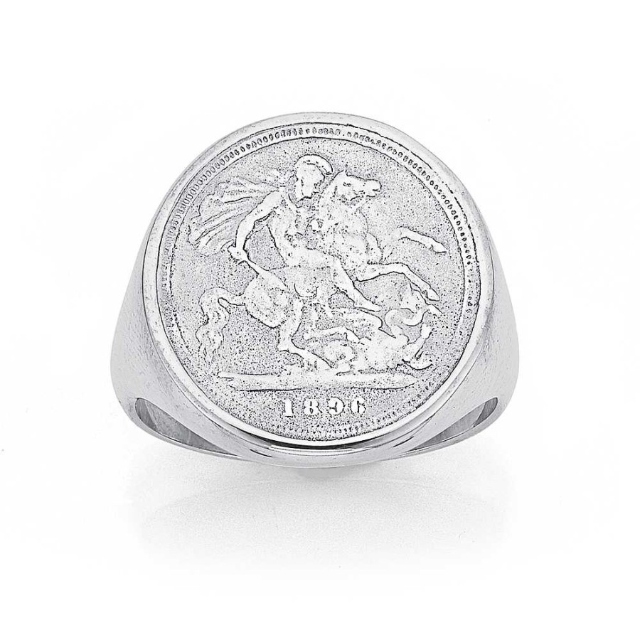 Rings Pascoes | Sterling Silver 20Mm Replica Coin Ring Size W