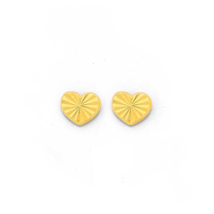 Earrings Pascoes | 9Ct Gold Heart Stud Earrings