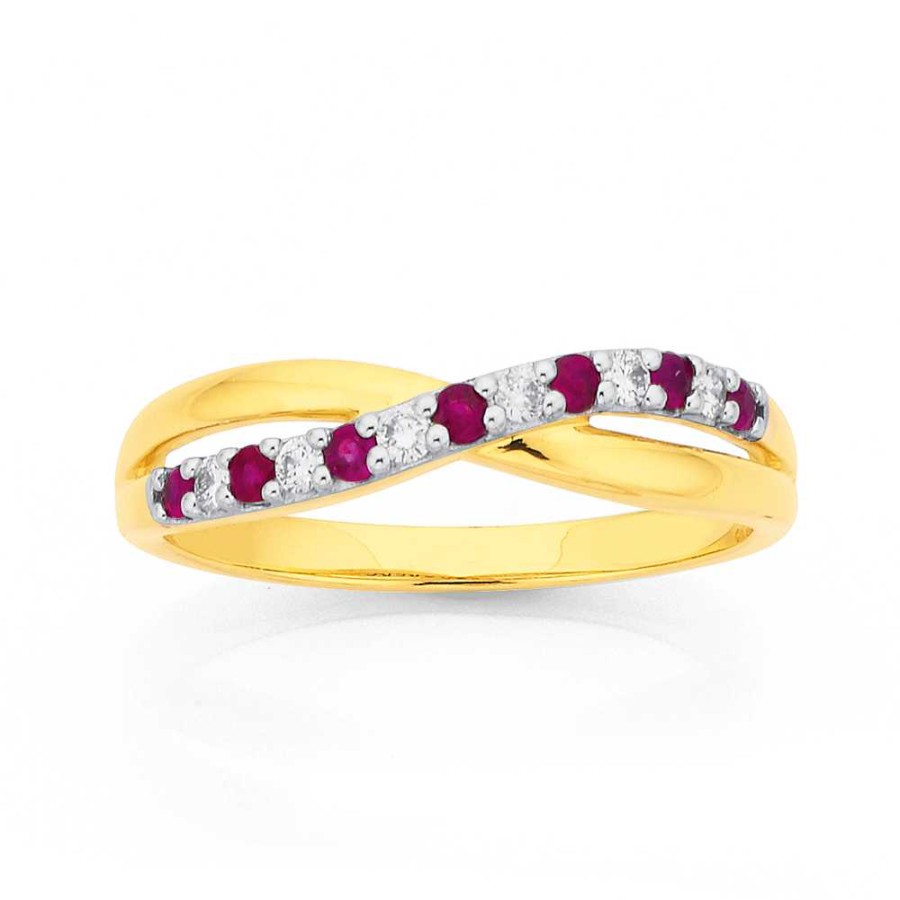 Rings Pascoes | 9Ct Ruby & Diamond Ring