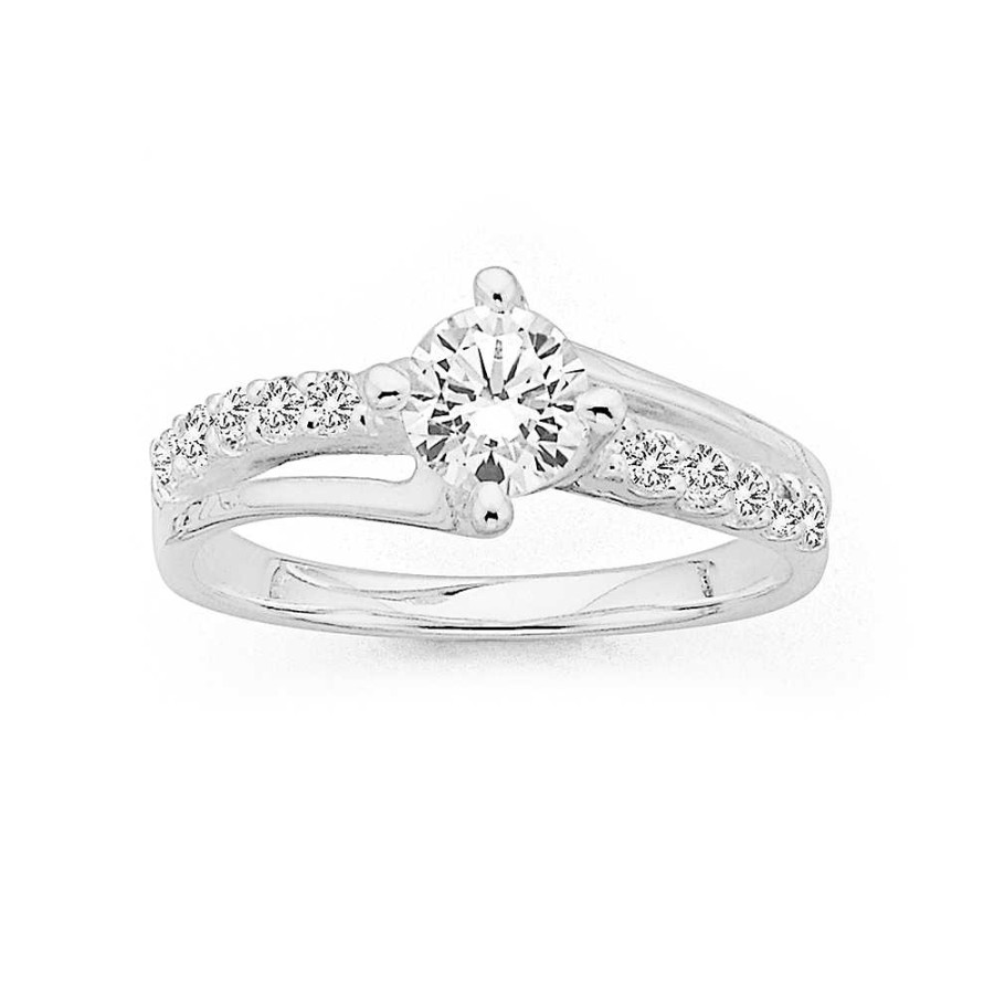 Rings Pascoes | Sterling Silver Cubic Zirconia Ring (Size O)