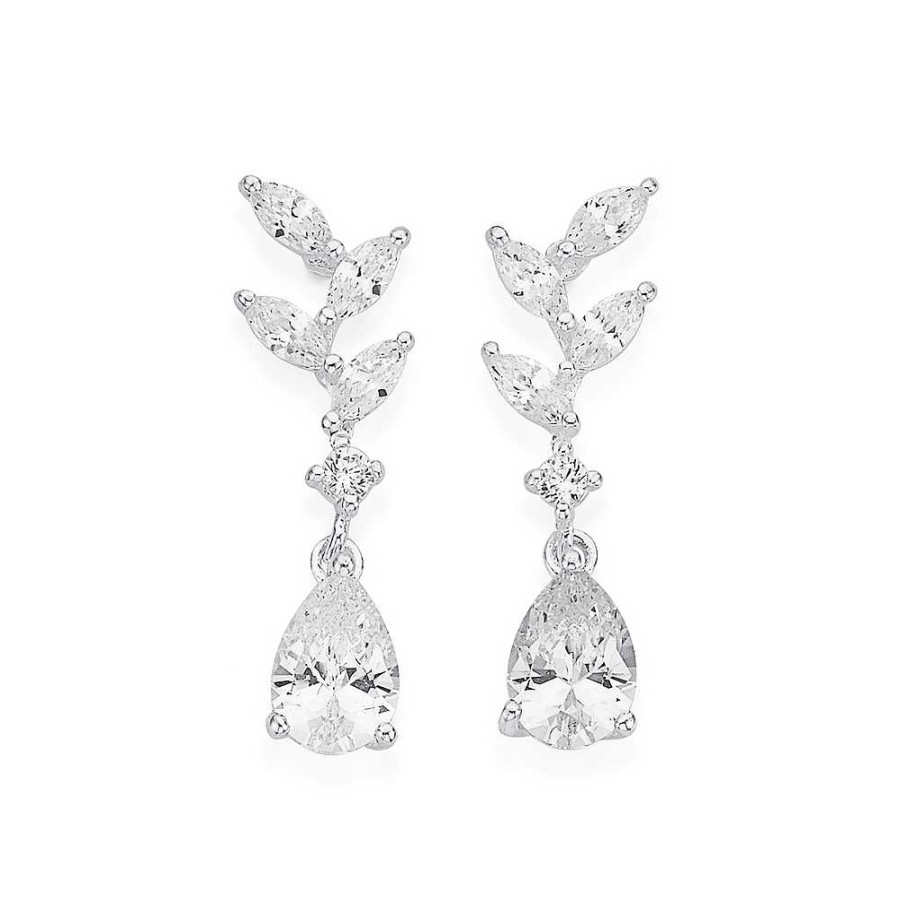 Earrings Pascoes | Sterling Silver Cubic Zirconia Drop Earrings