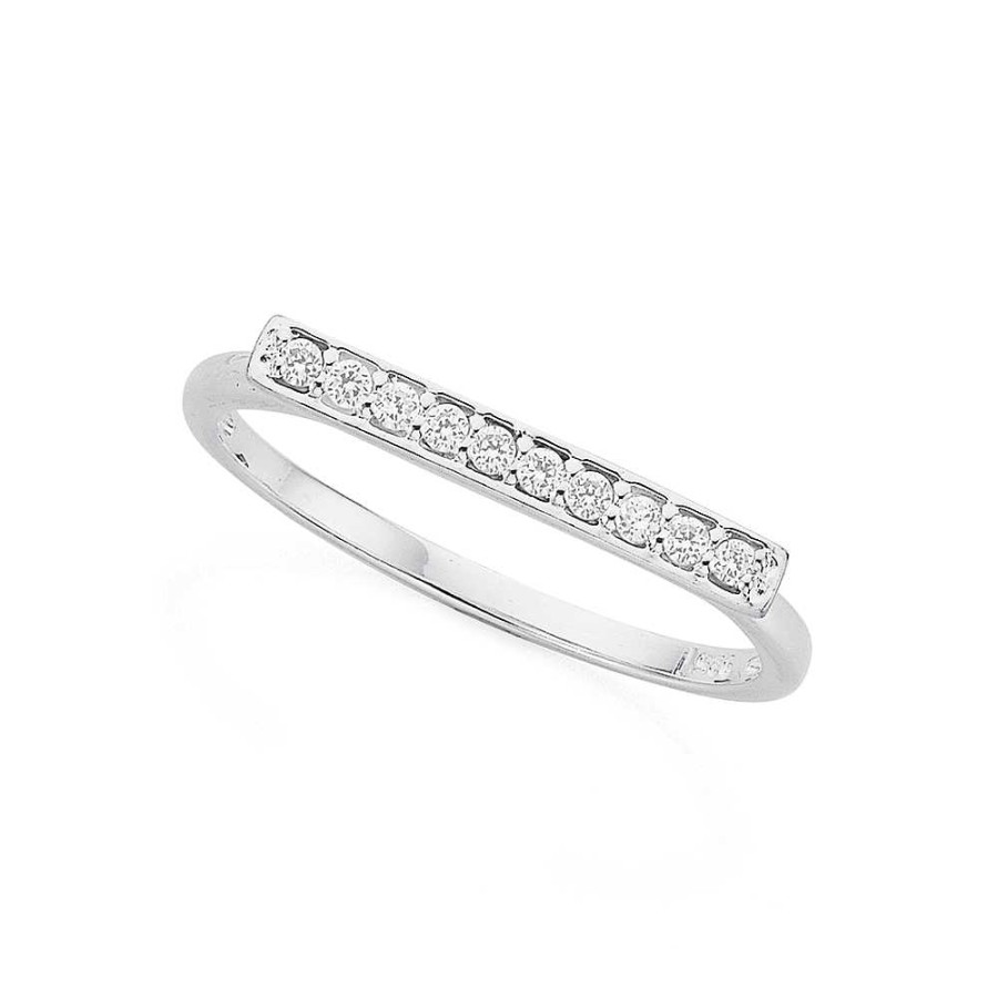 Rings Pascoes | Sterling Silver Cubic Zirconia Bar Ring