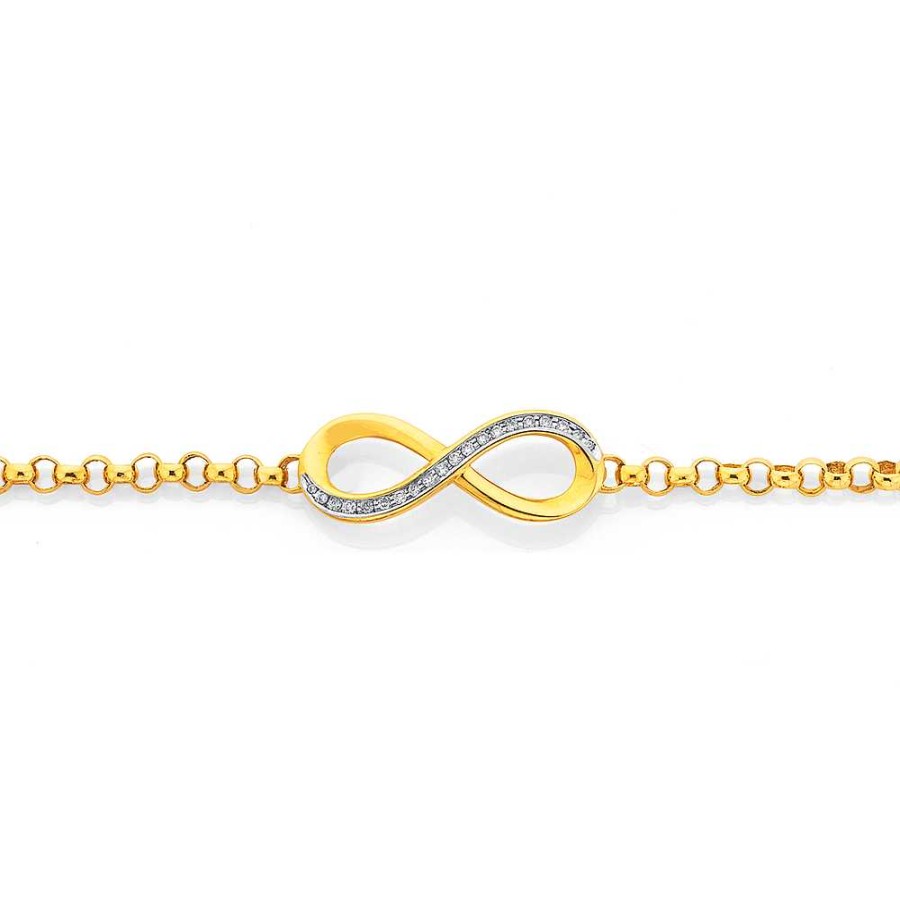 Diamonds Pascoes | 9Ct 19Cm Diamond Infinity Bracelet Tdw=.15Ct