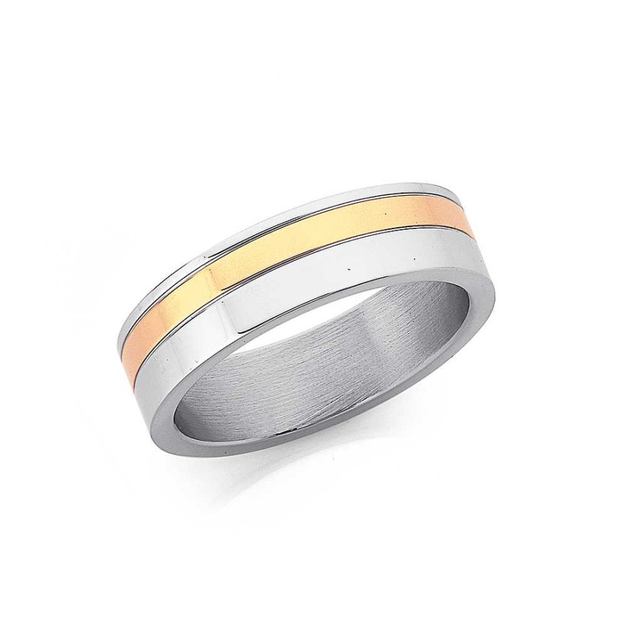 Rings Pascoes | Chisel Stainless Steel Gold Tone Ring Size U