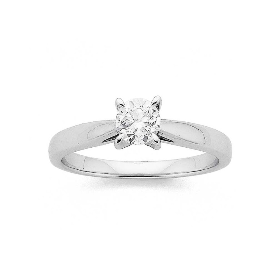 Rings Pascoes | 18Ct White Gold Diamond Solitaire Ring Tdw=.50Ct