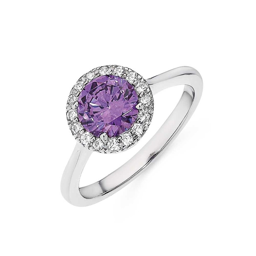 Rings Pascoes | Sterling Silver Violet Cubic Zirconia Cluster Ring