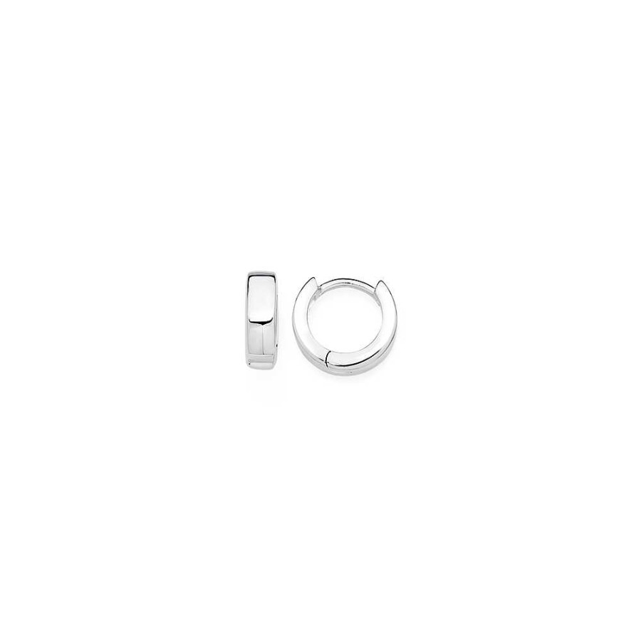 Earrings Pascoes | Sterling Silver 10Mm Plain Huggie Earrings