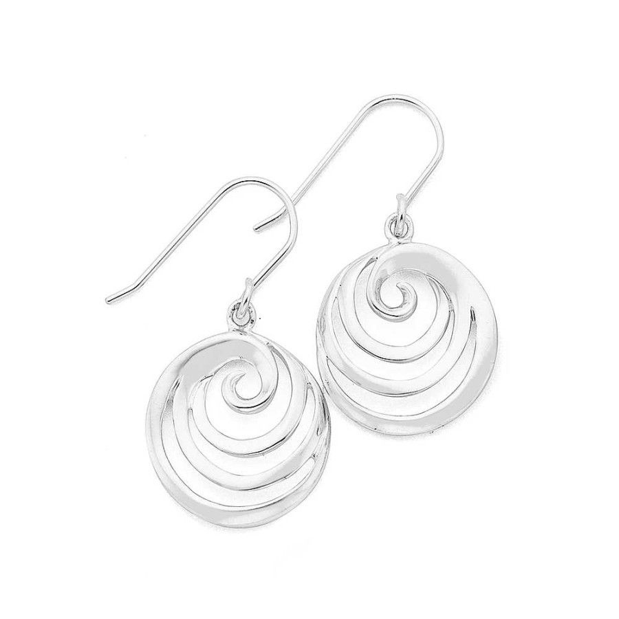 Earrings Pascoes | Sterling Silver Round Swirl Hook Earrings