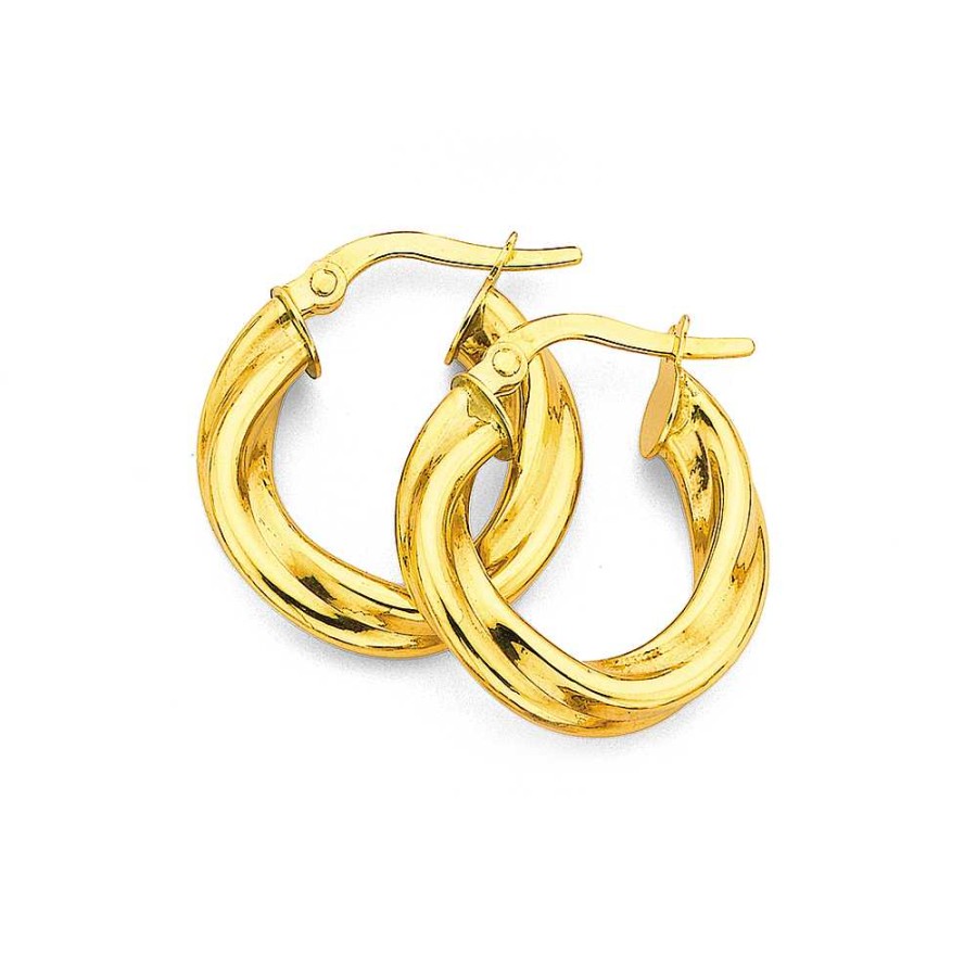 Earrings Pascoes | 9Ct 10Mm Ribbon Twist Hoops