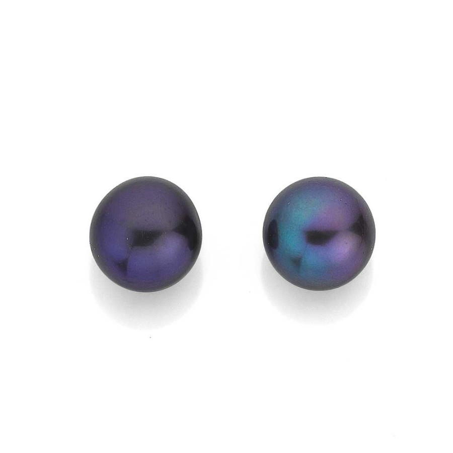 Earrings Pascoes | Sterling Silver 9-9.5Mm Freshwater Black Pearl Studs