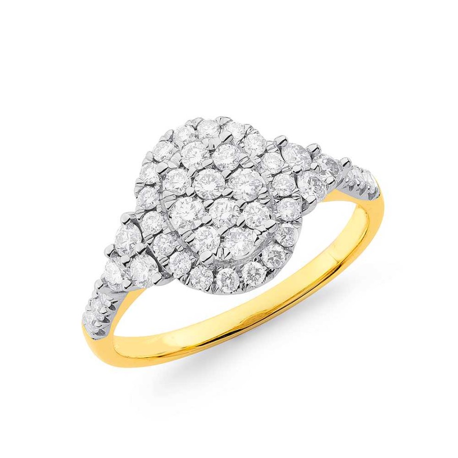 Rings Pascoes | 9Ct Gold Diamond Oval Cluster Ring