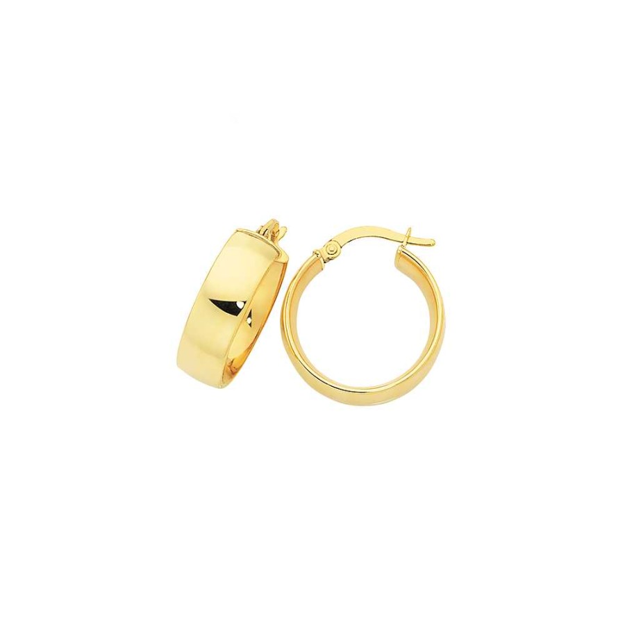 Earrings Pascoes | 9Ct Gold 6X18Mm Half Round Hoop Earrings