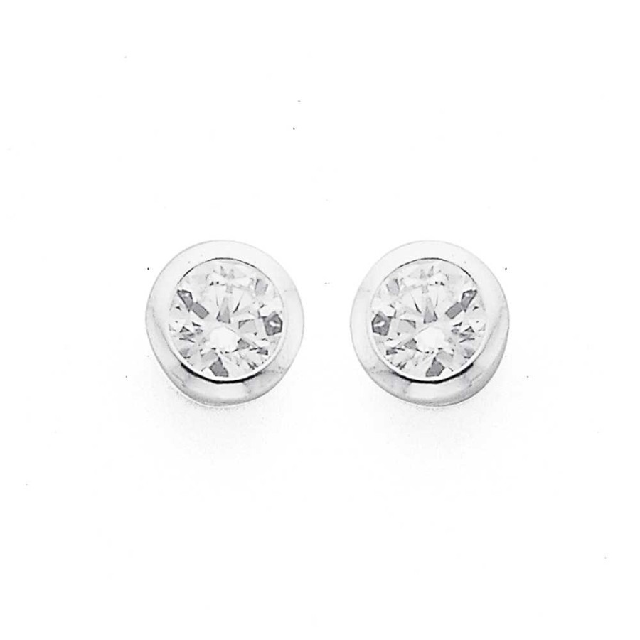 Earrings Pascoes | Sterling Silver 3Mm Cubic Zirconia Stud Earrings