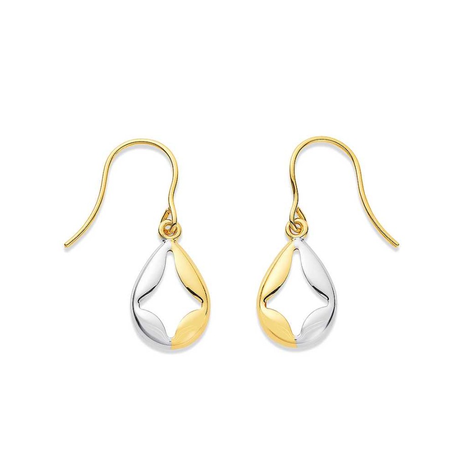 Earrings Pascoes | 9Ct Two Tone Teardrop Earrings