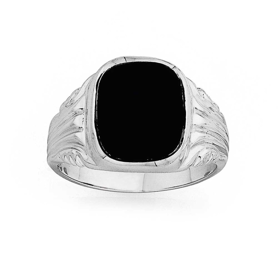 Rings Pascoes | Onyx Signet Ring In Sterling Silver