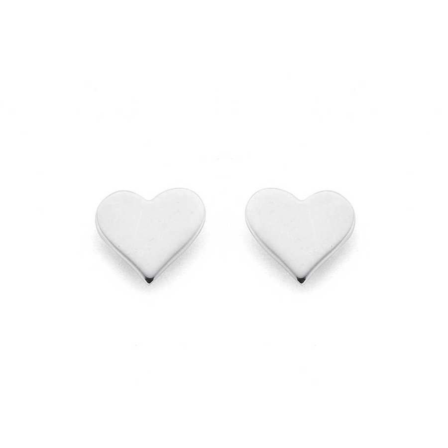 Earrings Pascoes | Sterling Silver Flat Heart Stud Earrings