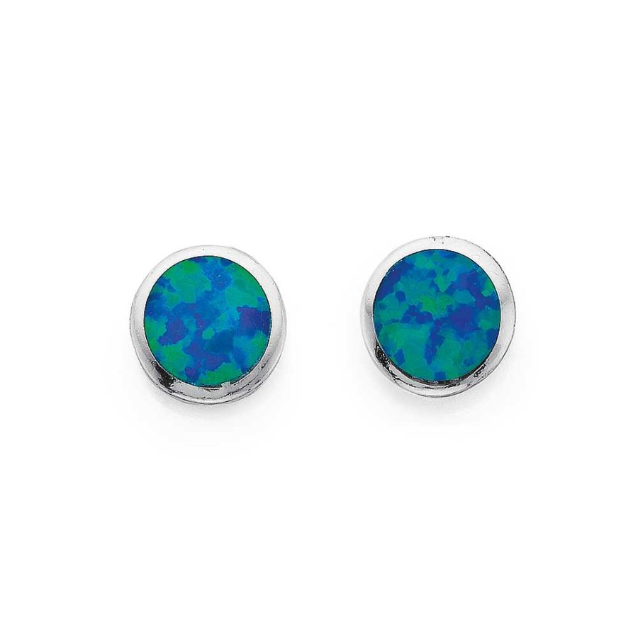 Earrings Pascoes | Sterling Silver Synthetic Opal Earrings