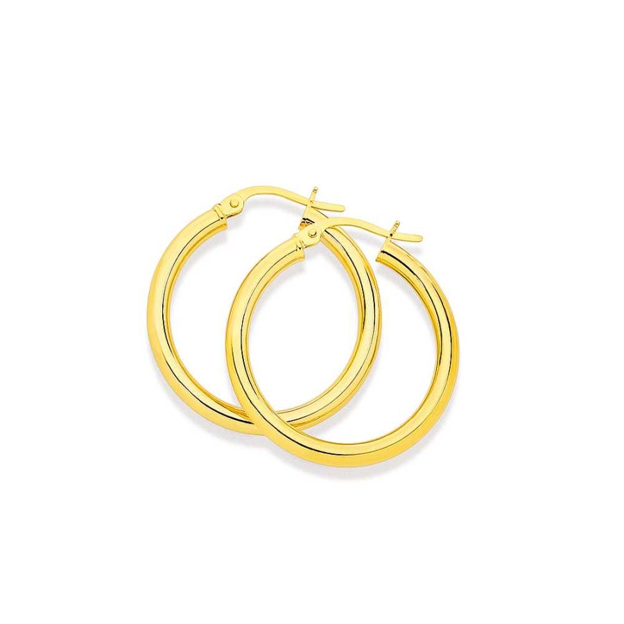 Earrings Pascoes | 9Ct 25Mm Polished Hoop Earrings