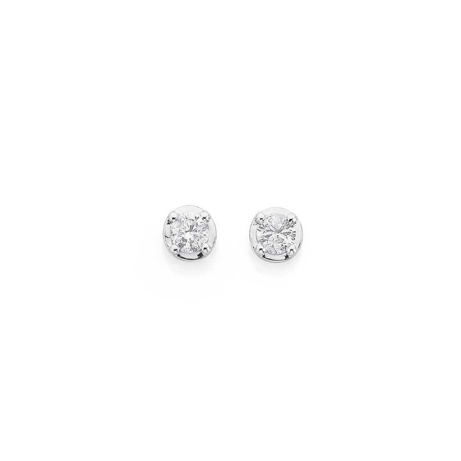 Earrings Pascoes | 9Ct White Gold Diamond Studs Tdw= .25Ct