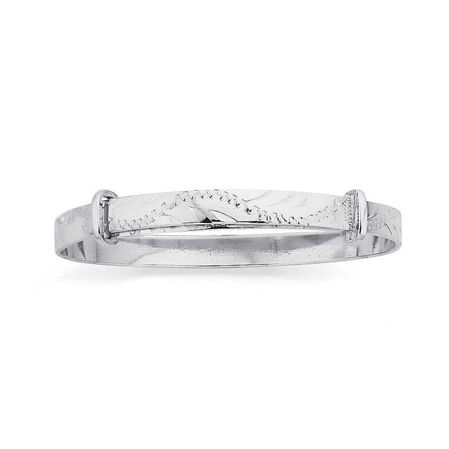 Bangles Pascoes | Sterling Silver Engraved Expander Bangle - Medium