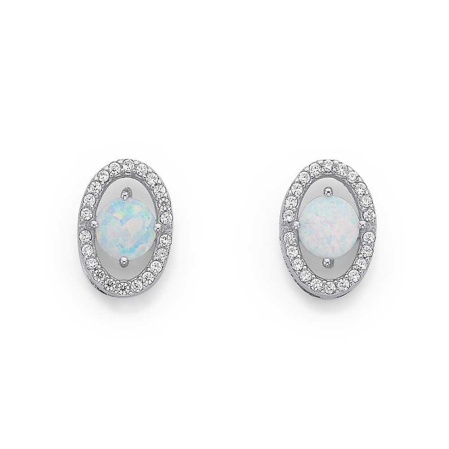 Earrings Pascoes | Sterling Silver Created Opal Studs