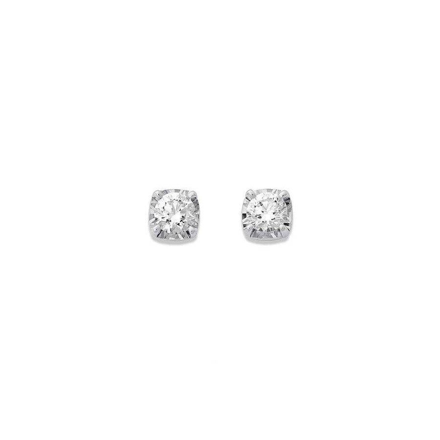 Earrings Pascoes | 10Ct Gold, Element Lab Diamond 0.50Ct Total Weight Solitaire Studs