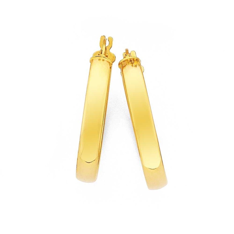 Earrings Pascoes | 9Ct 24Mm Polished Hoop Earrings