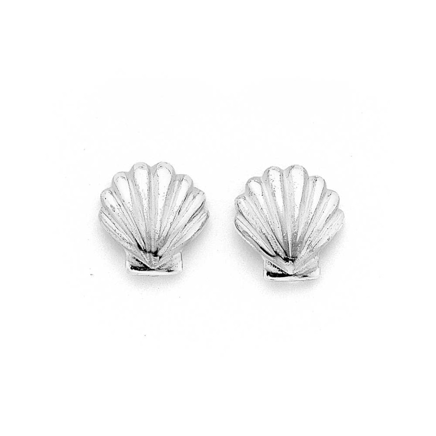 Earrings Pascoes | Scallop Shell Stud Earrings In Sterling Silver