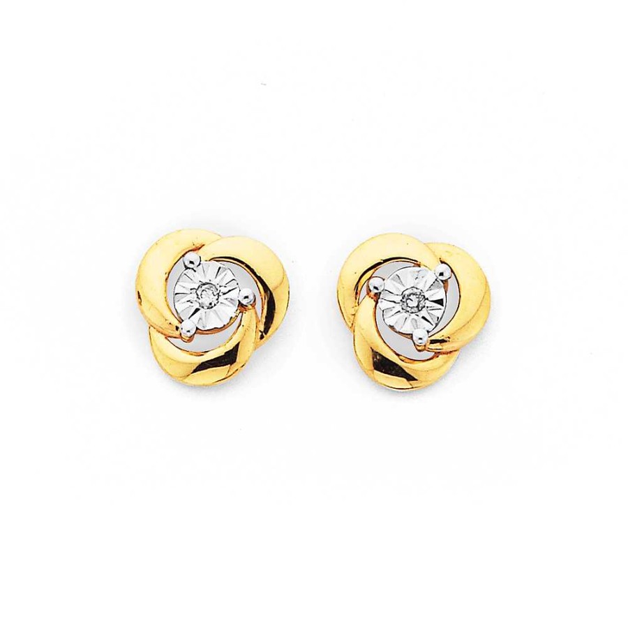 Earrings Pascoes | 9Ct, Diamond In Knot Stud Earrings