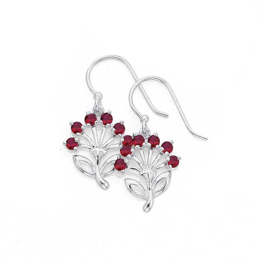 Earrings Pascoes | Sterling Silver Cz Pohutukawa Earrings