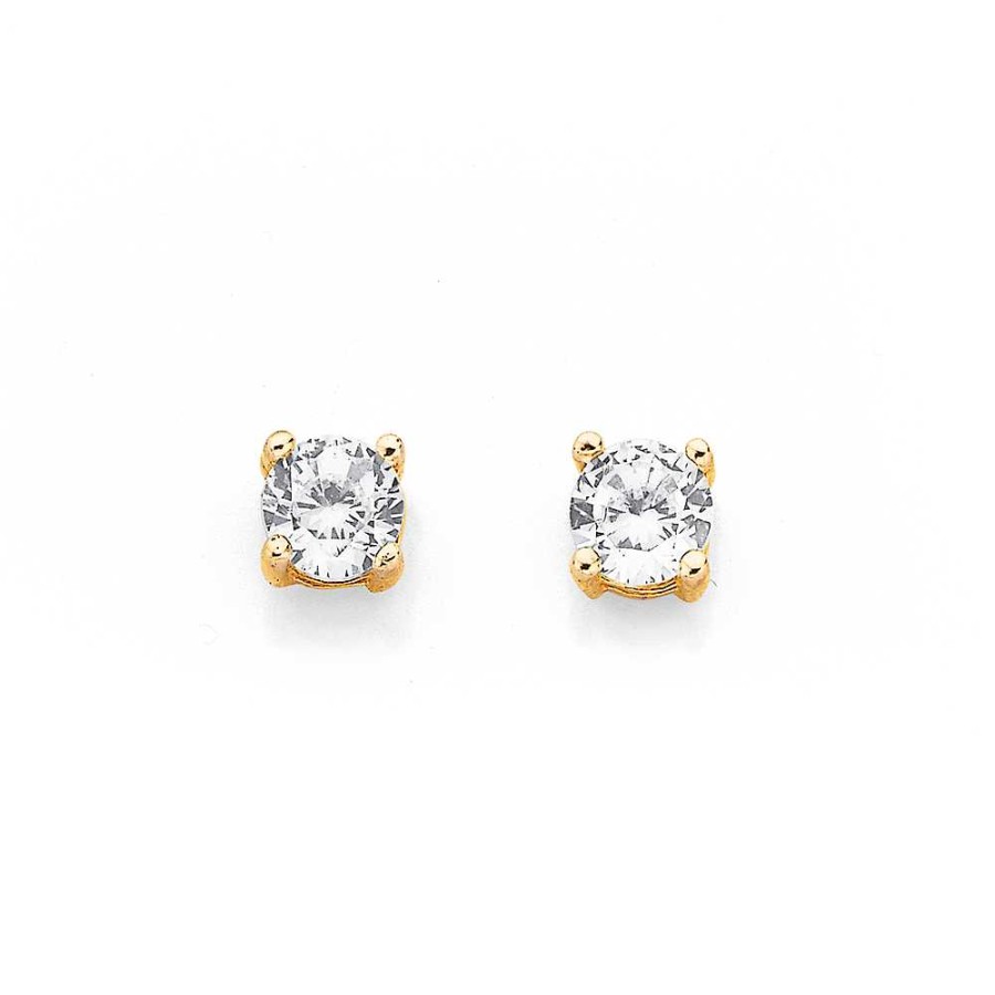 Earrings Pascoes | 9Ct Cubic Zirconia 3Mm Round Stud Earrings